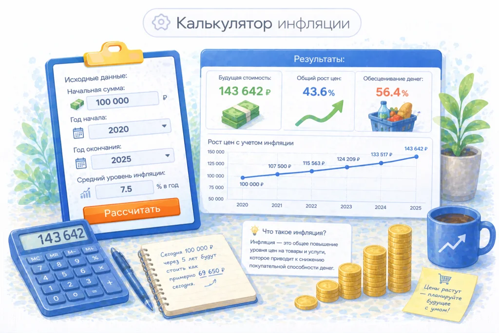 Калькулятор инфляции онлайн